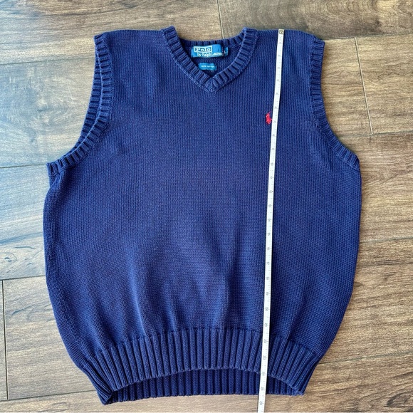 Vintage Polo by Ralph Lauren Sweater Vest - Large - Navy Blue Knit - 100% Cotton - Picture 8 of 13
